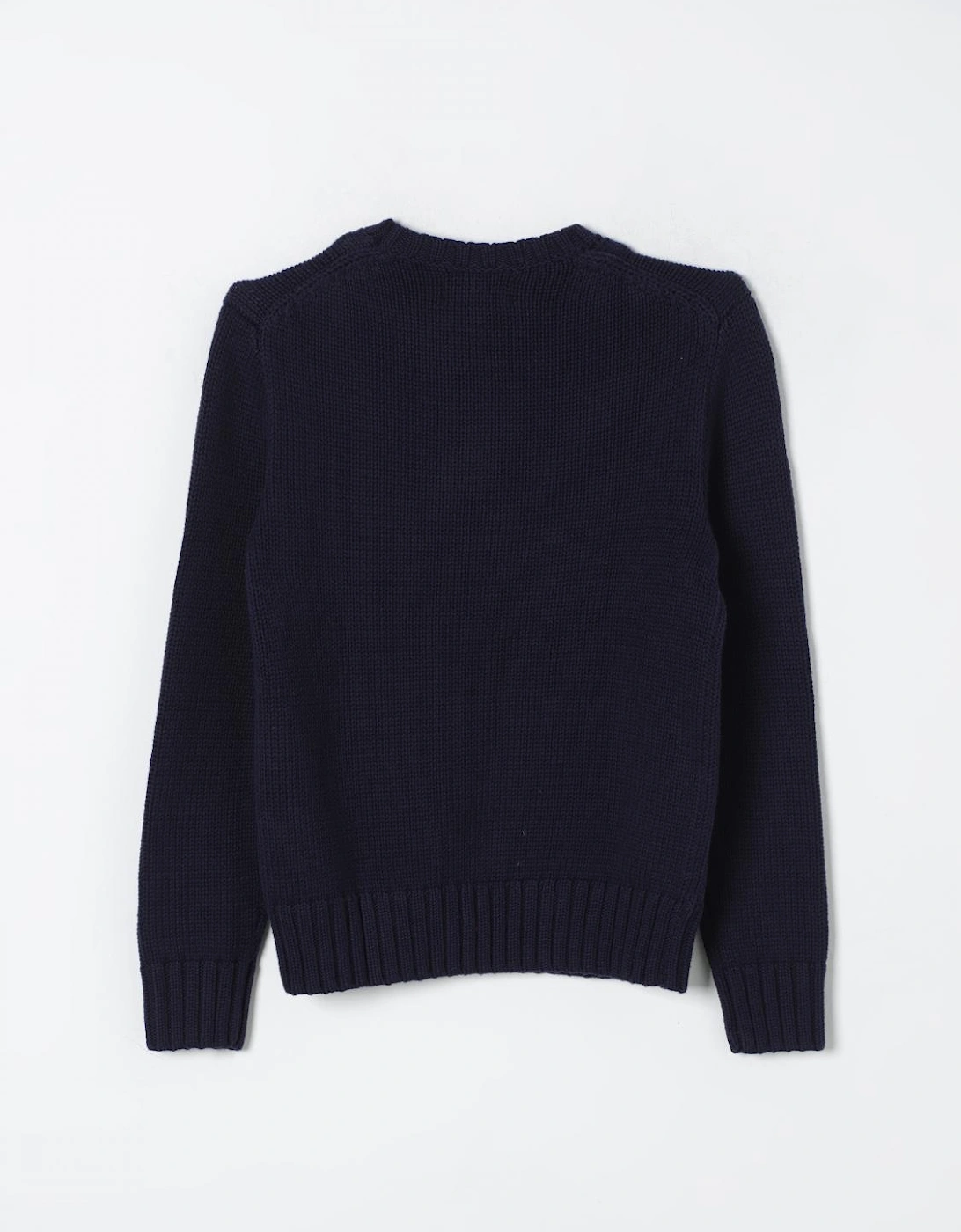 Knitted Cotton Blend Sweater with American Flag Design