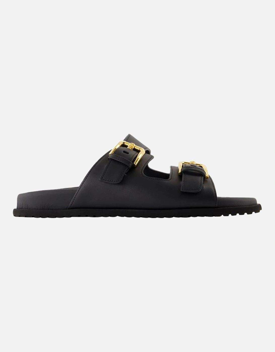 Leather Slides Double Buckle Sandals, 4 of 3