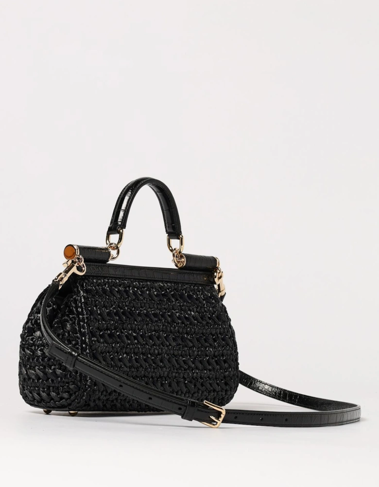Elegant Leather Handbag with Top Handle and Gold-Tone Hardware