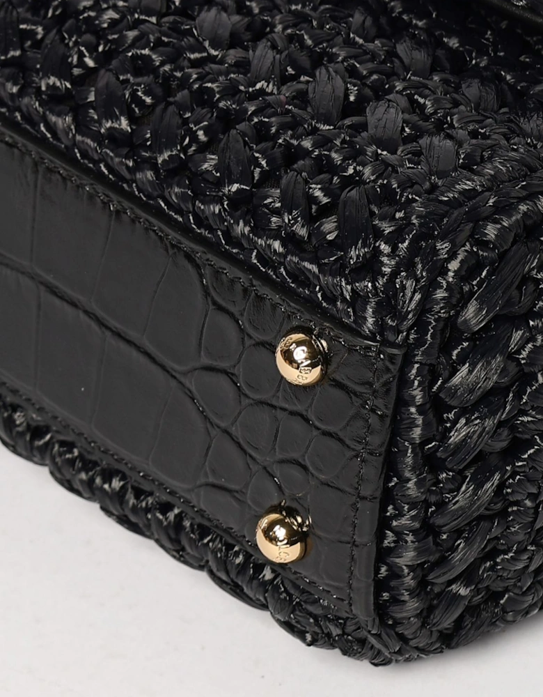Elegant Leather Handbag with Top Handle and Gold-Tone Hardware
