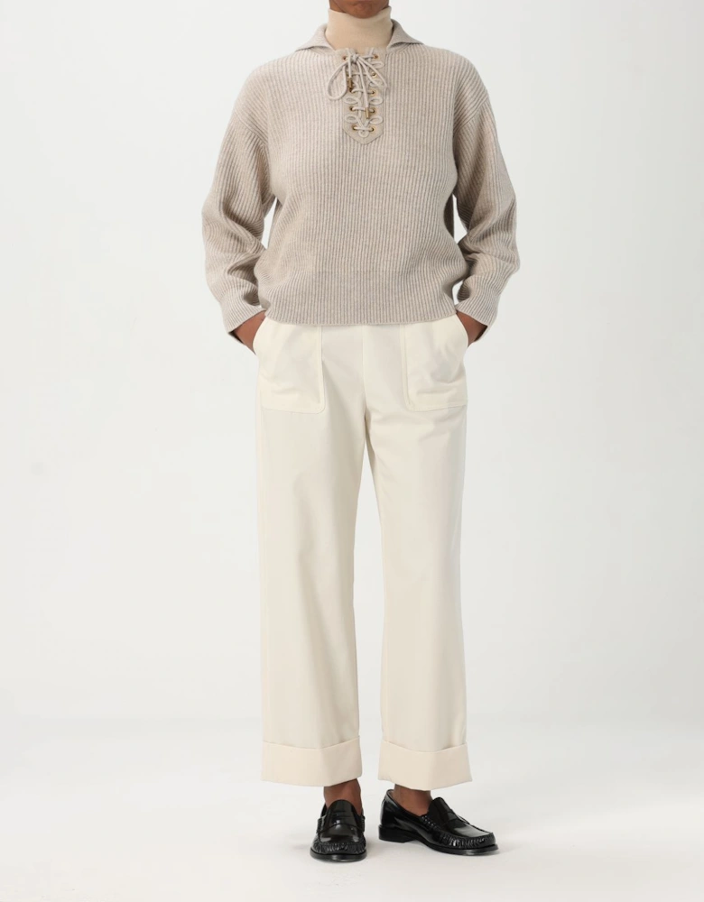 LaceUp Ribbed Cashmere Pullover