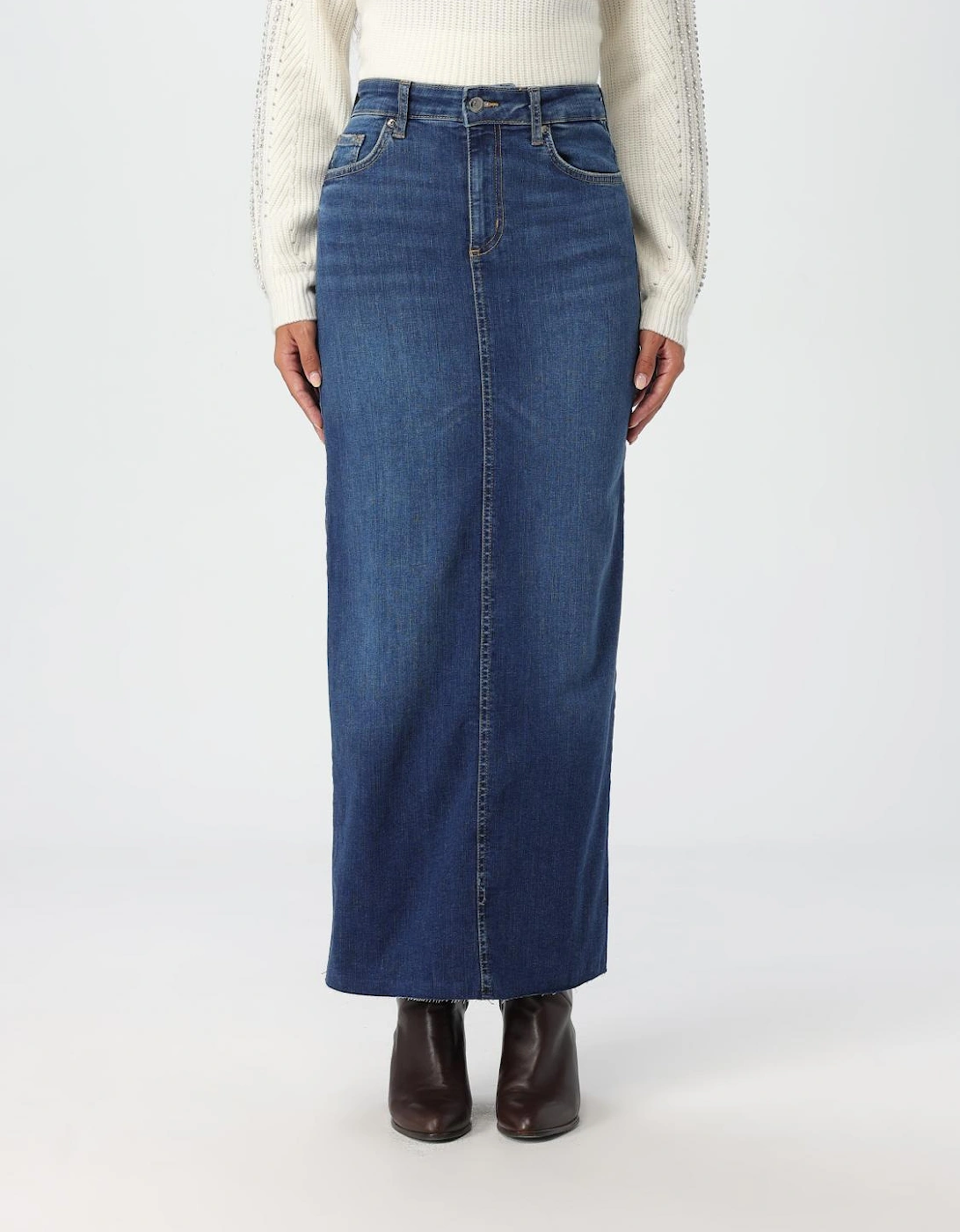 Midi Denim Skirt Raw Hem, 4 of 3