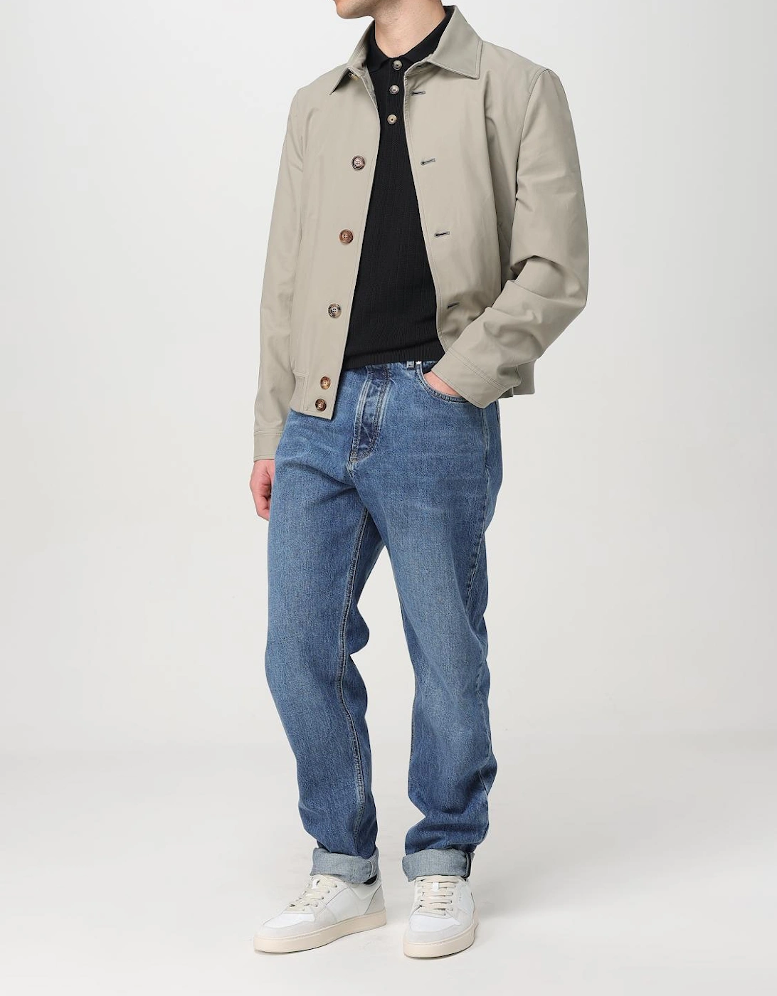 Ribbed Knit Long Sleeve Polo Sweater
