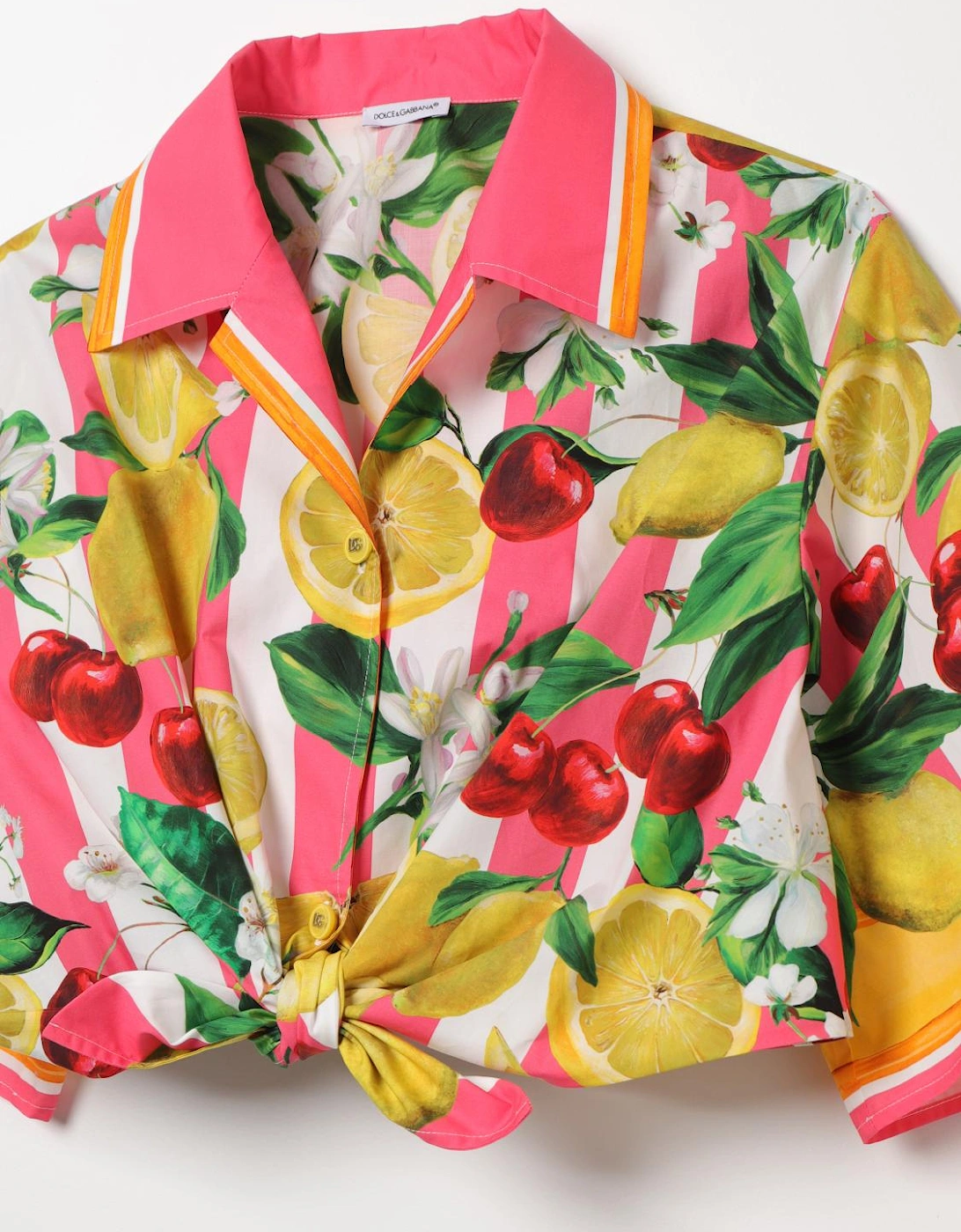 Fruit Print Collared Blouse