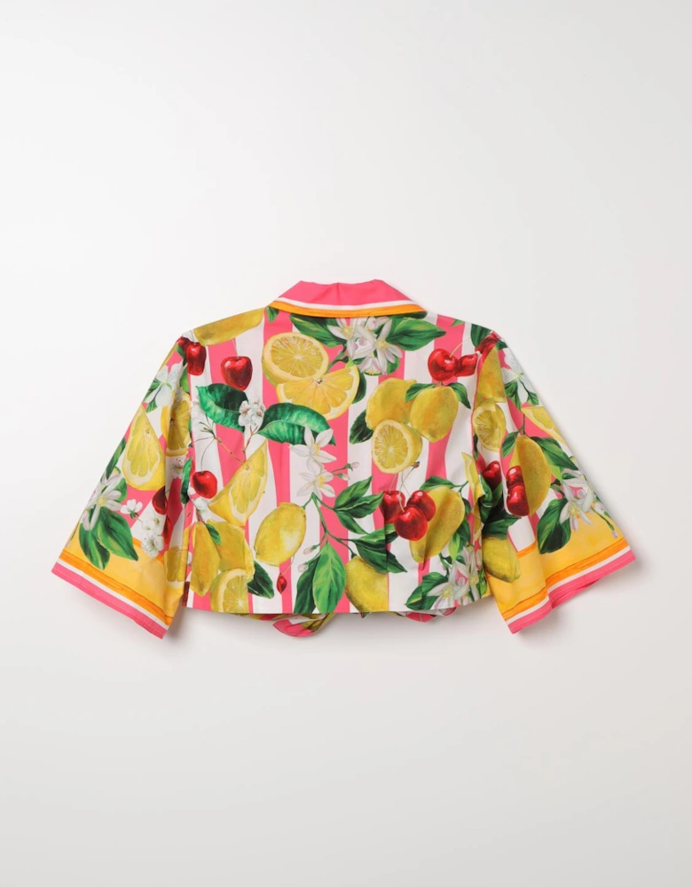 Fruit Print Collared Blouse