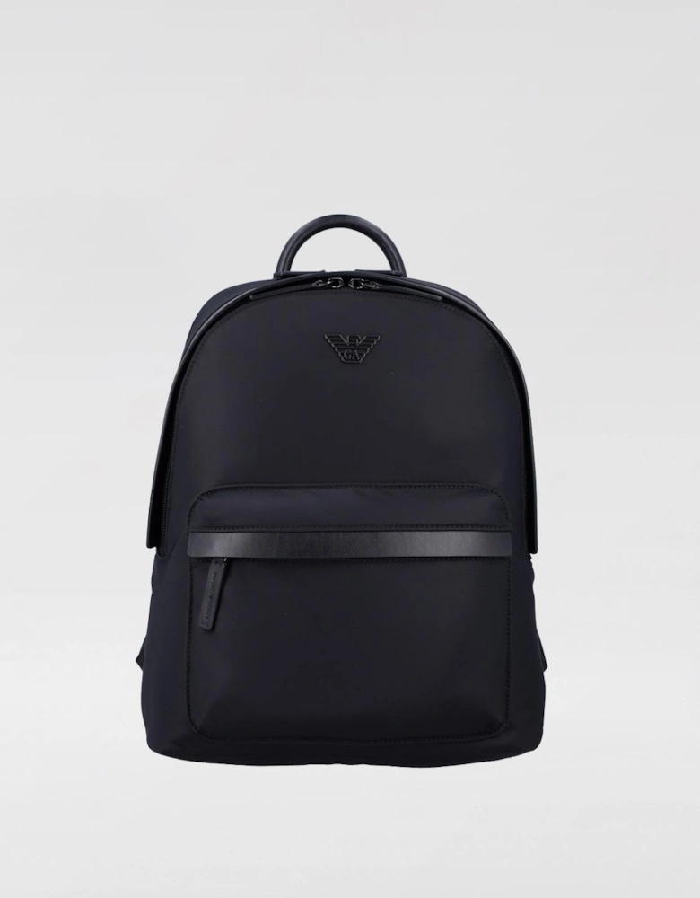 Nylon Backpack with Leather Detail