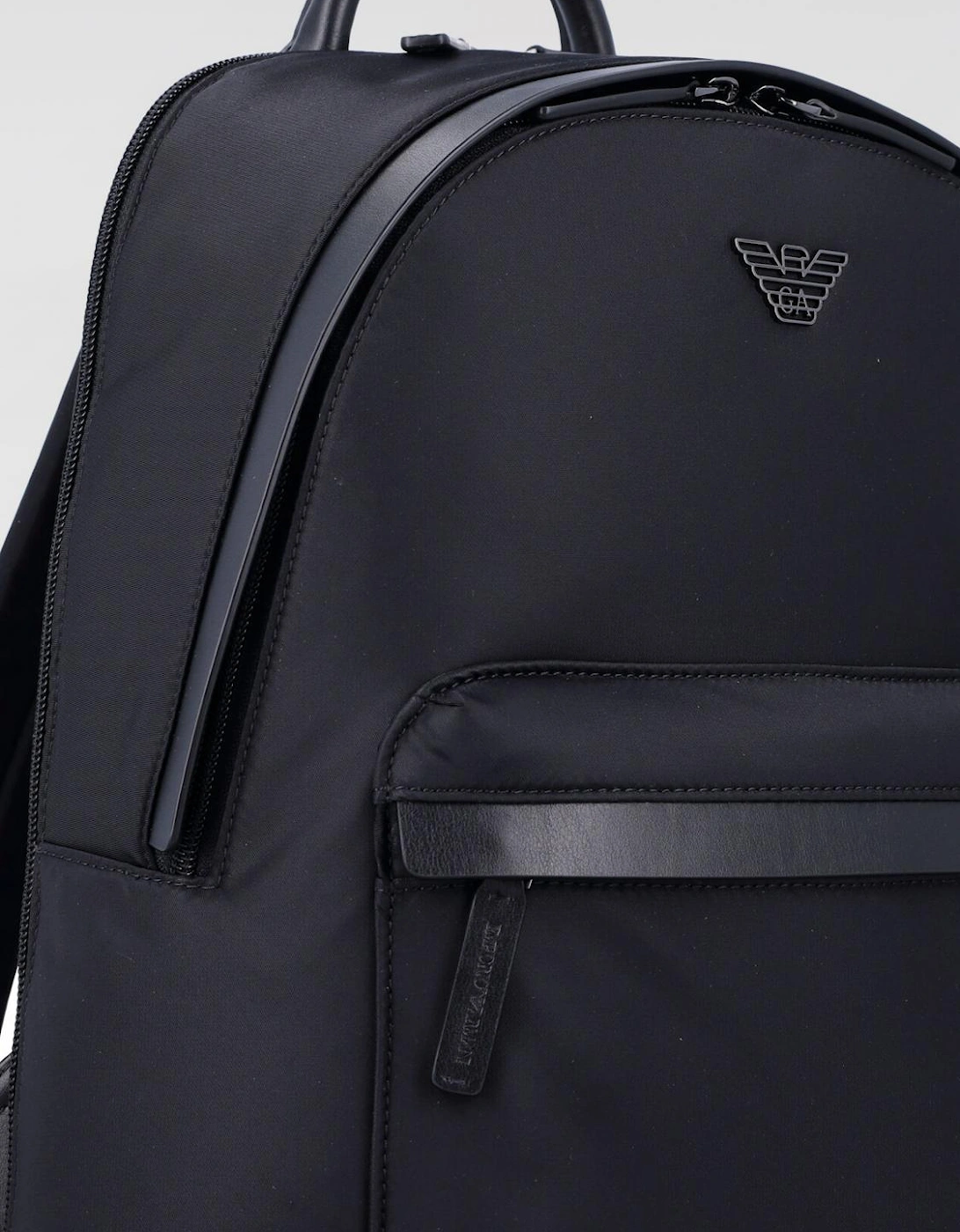 Nylon Backpack with Leather Detail