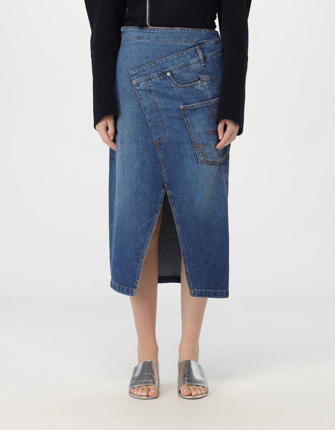 Asymmetrical Denim Skirt with Pockets, 5 of 4