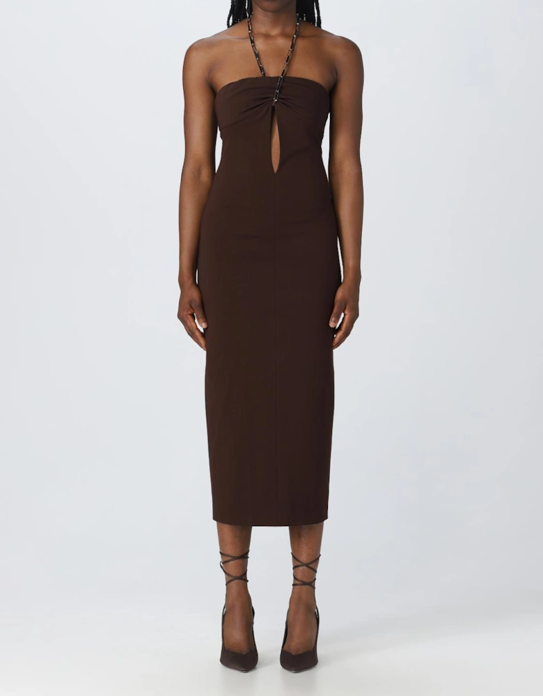 Halter Neck Midi Dress Keyhole Cutout