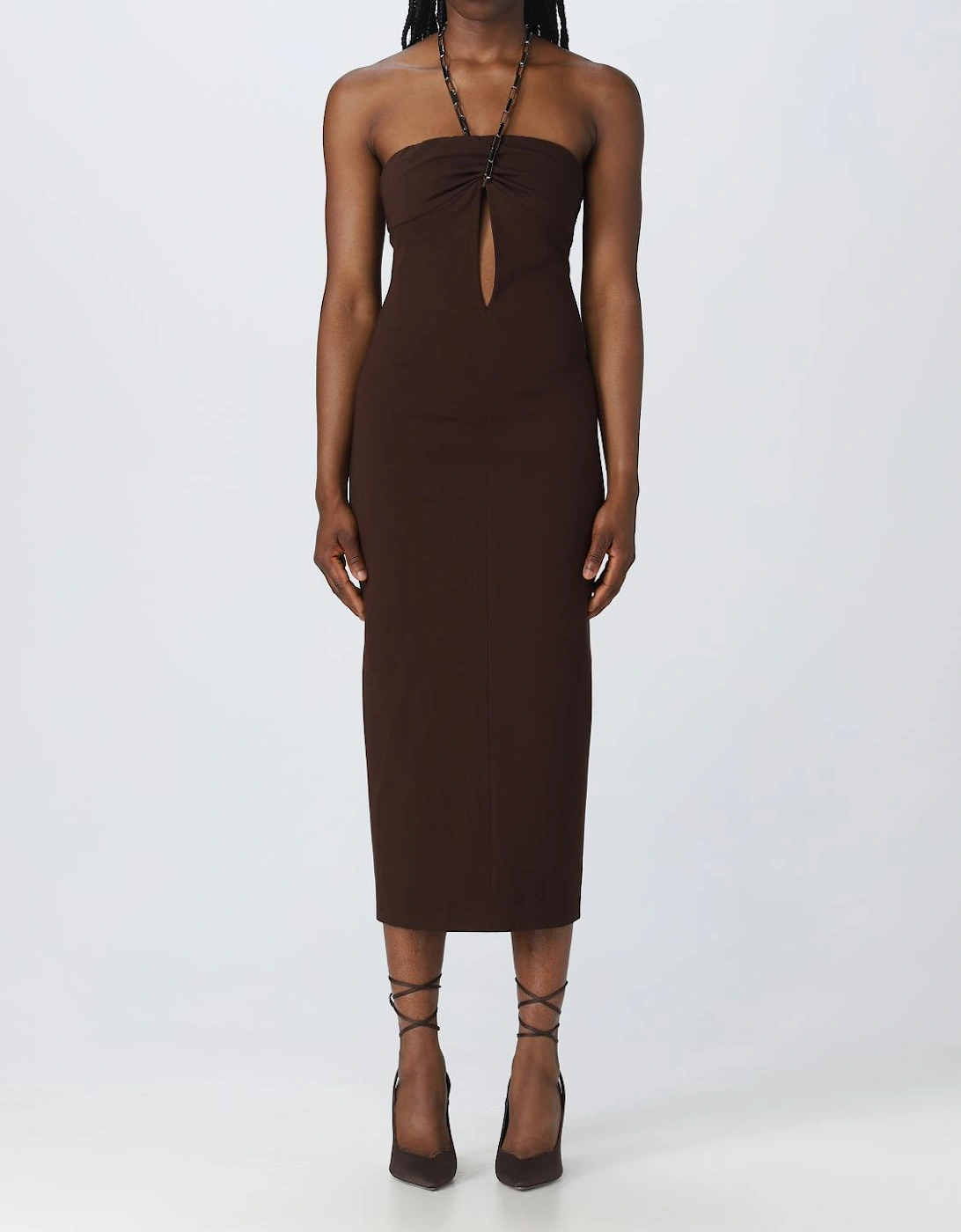 Halter Neck Midi Dress Keyhole Cutout, 6 of 5