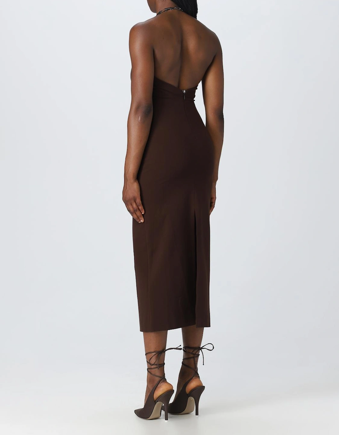 Halter Neck Midi Dress Keyhole Cutout