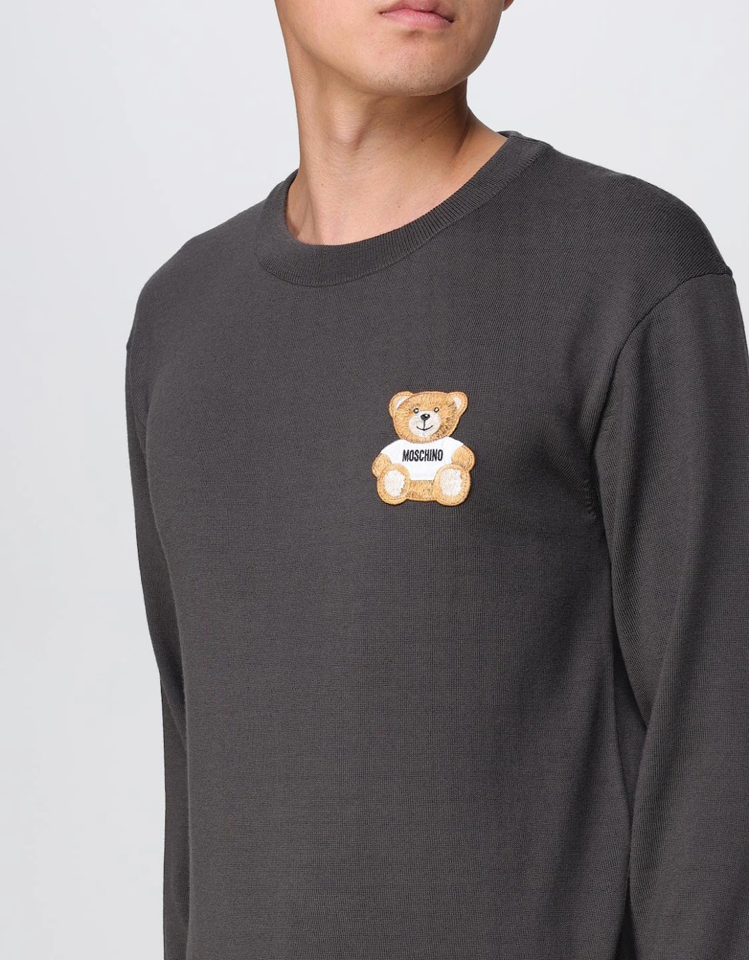 Merino Wool Crew Neck Teddy Bear Sweater