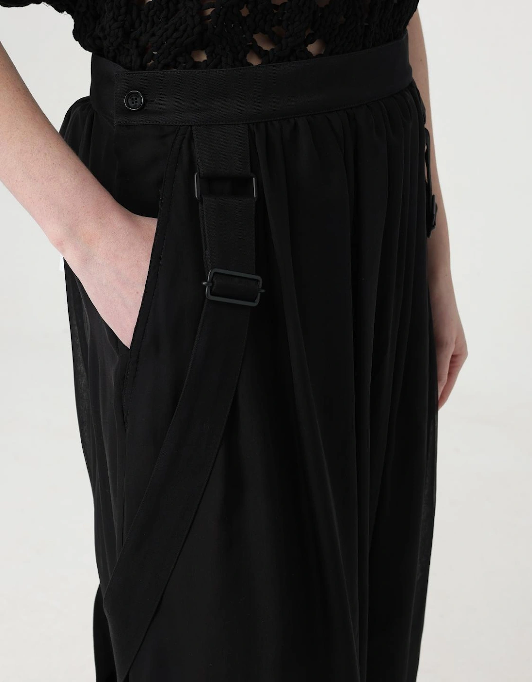 Pleated Maxi Skirt with Straps