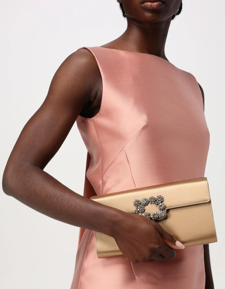 Crystal Buckle Satin Clutch