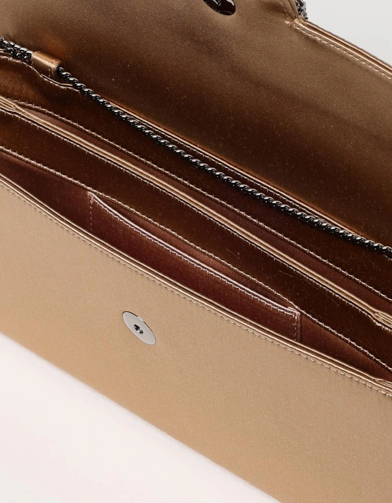 Crystal Buckle Satin Clutch