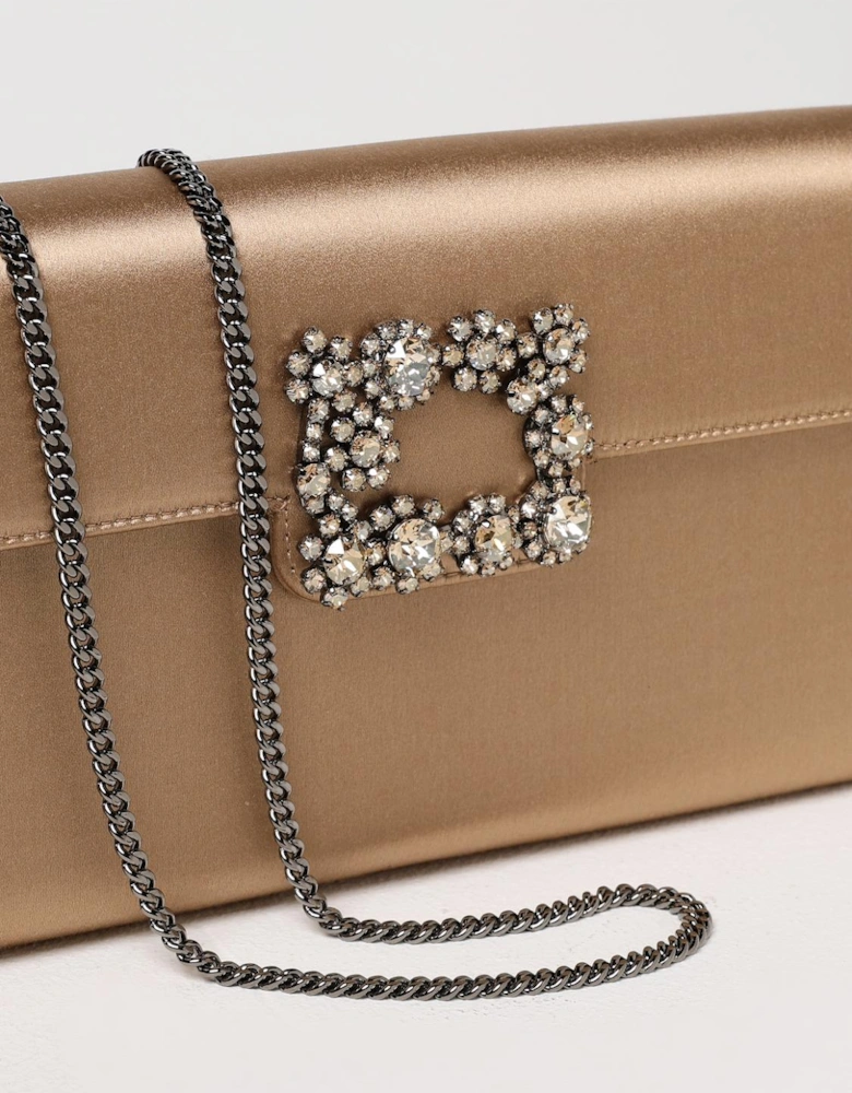 Crystal Buckle Satin Clutch