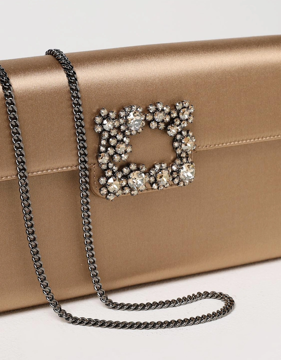 Crystal Buckle Satin Clutch