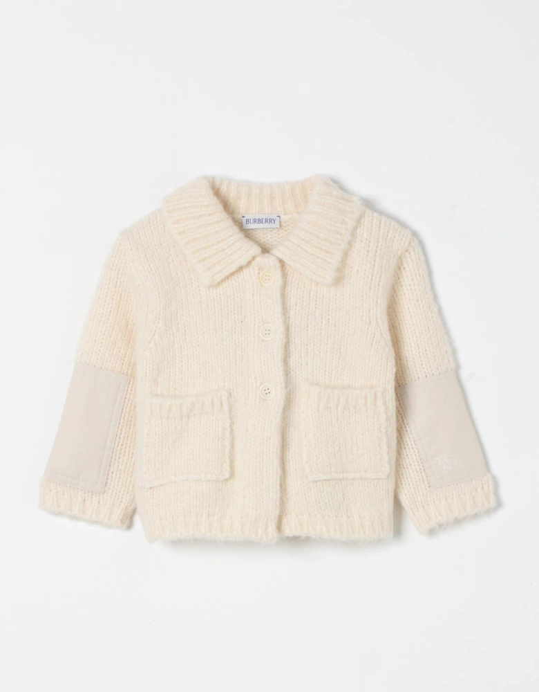 Kids Cardigan Patch Pockets Soft Wool
