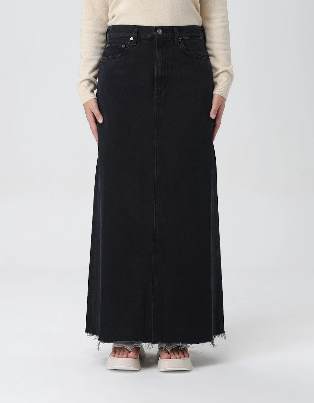 Riley Maxi Raw Hem Denim Skirt, 4 of 3