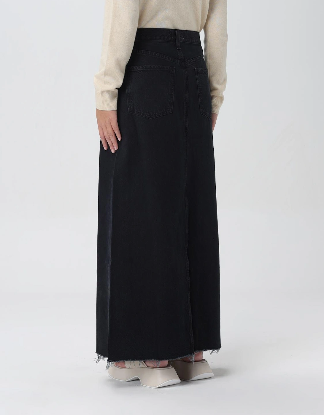 Riley Maxi Raw Hem Denim Skirt