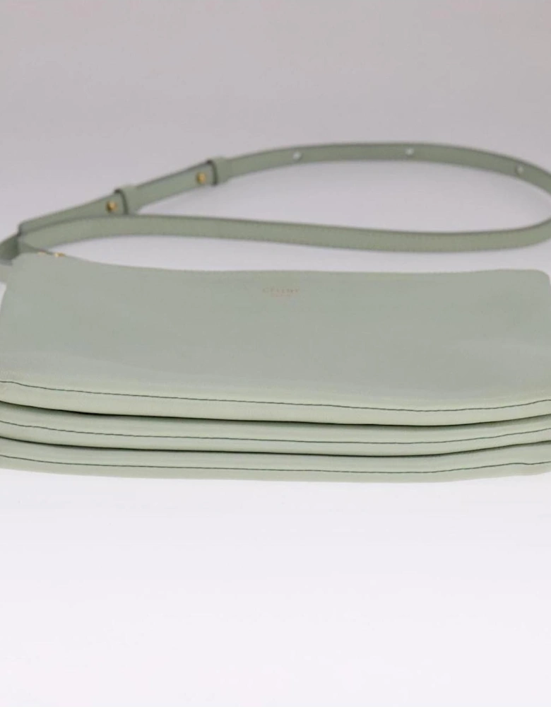 Leather Trio Shoulder Bag with Gold Accents