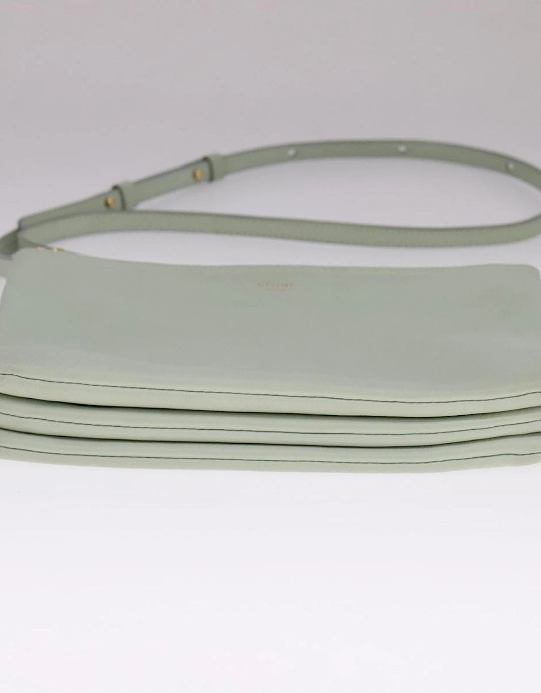 Leather Trio Shoulder Bag with Gold Accents