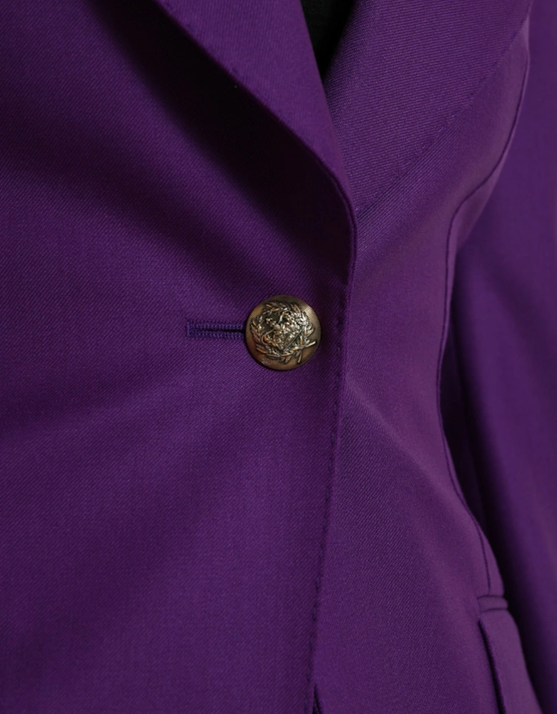 Single-Breasted Wool Blazer with Peaked Lapels