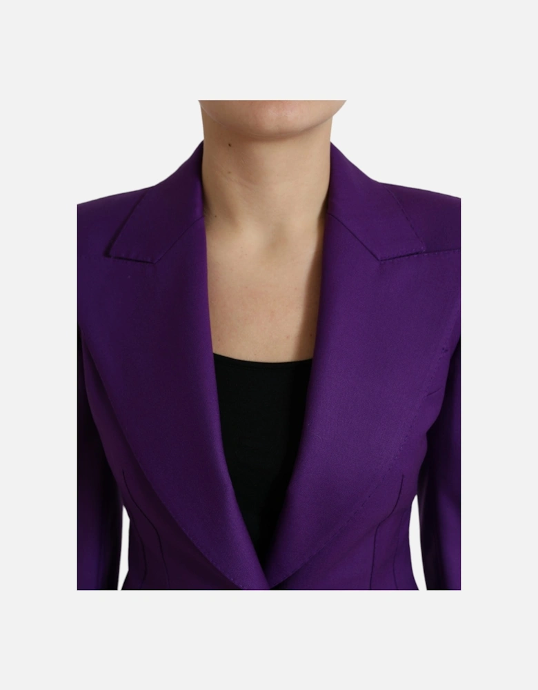 Single-Breasted Wool Blazer with Peaked Lapels