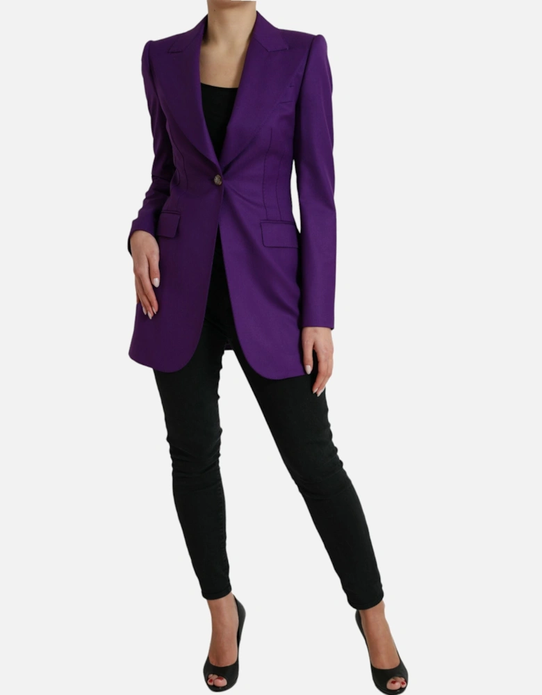 Single-Breasted Wool Blazer with Peaked Lapels