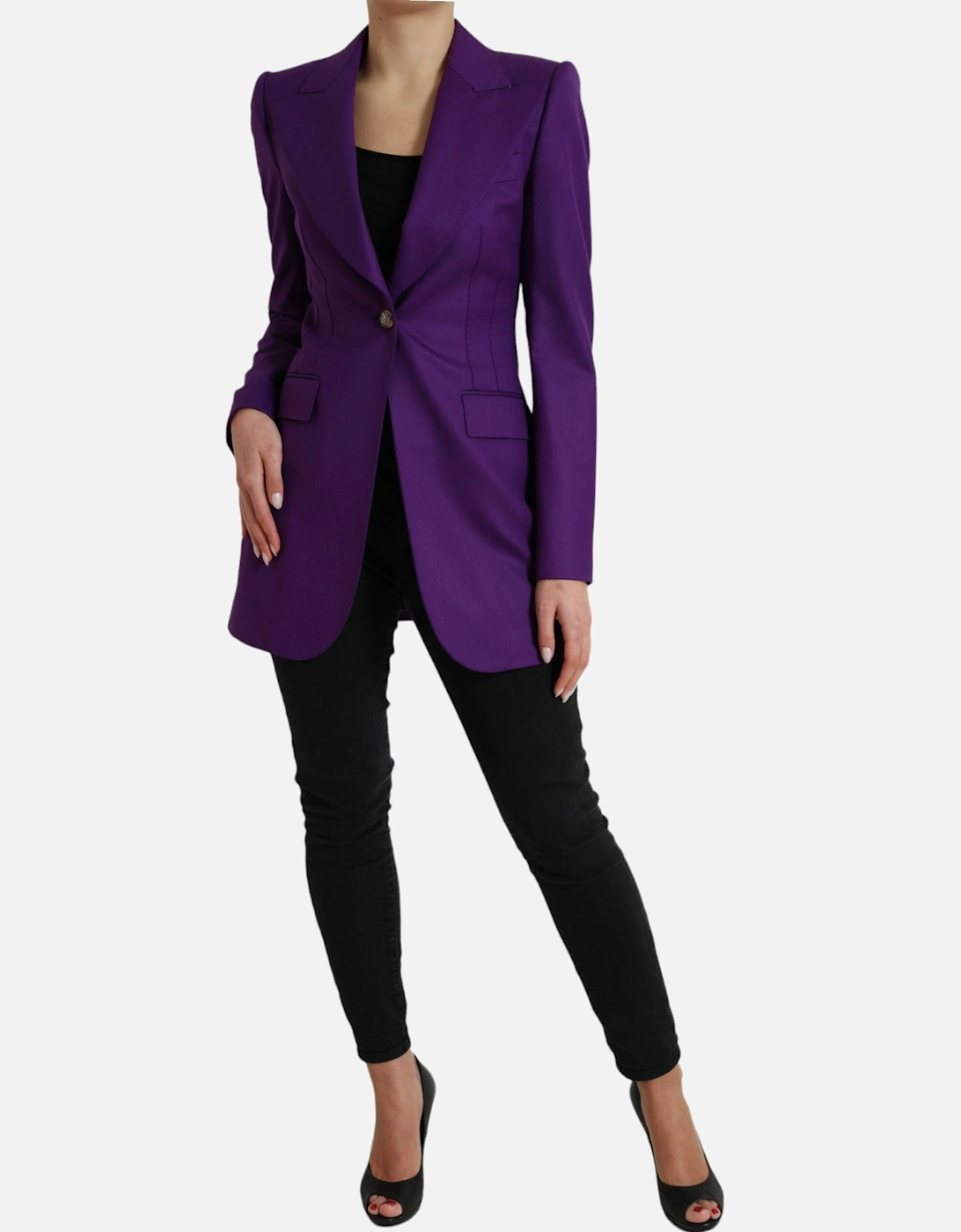 Single-Breasted Wool Blazer with Peaked Lapels