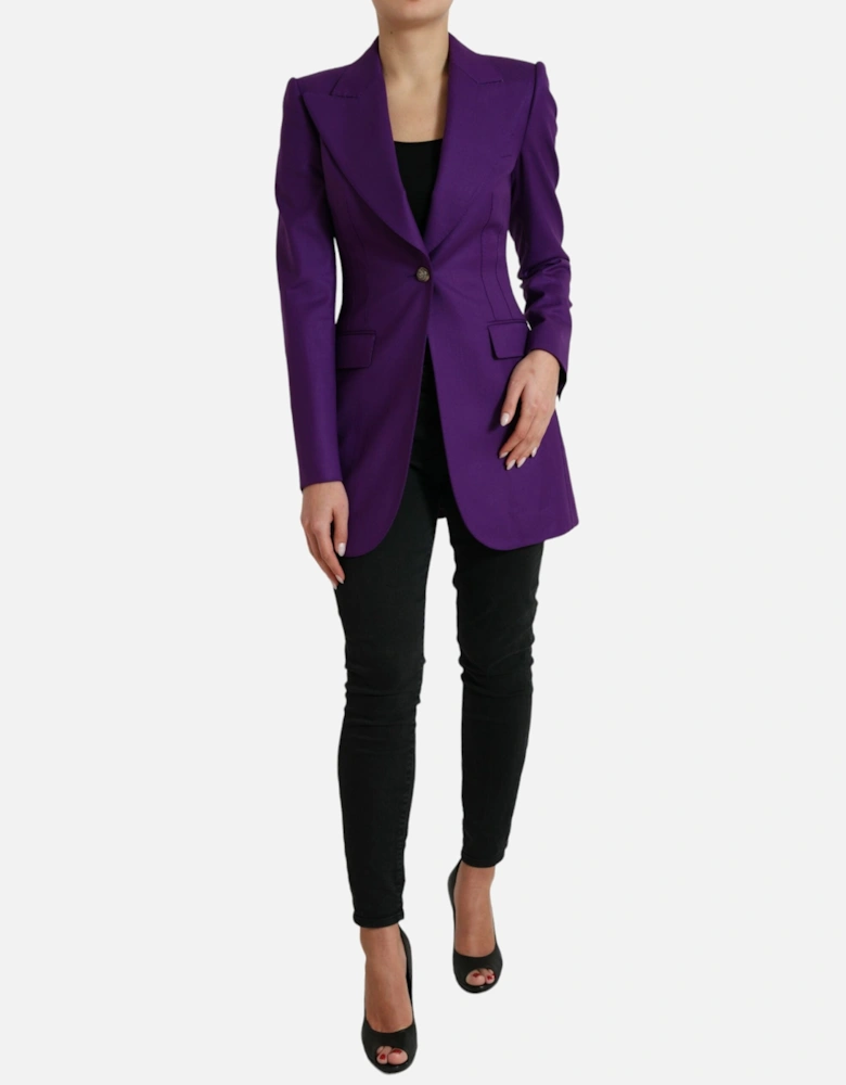 Single-Breasted Wool Blazer with Peaked Lapels