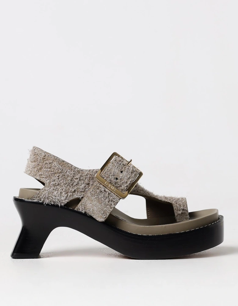 Heeled Suede Sandals Buckle
