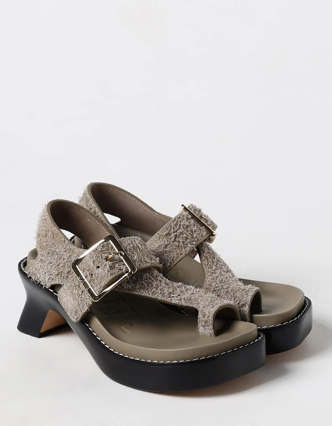 Heeled Suede Sandals Buckle