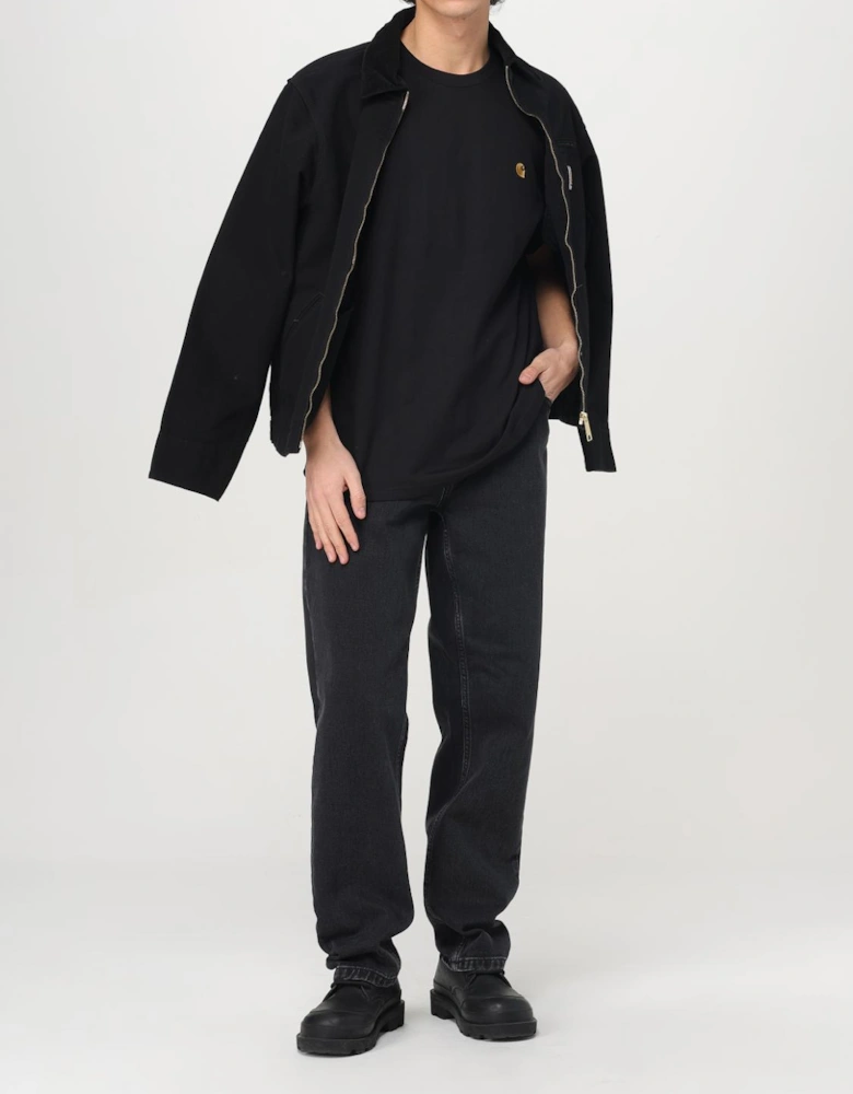Zip-Up Jacket with Classic Collar and Chest Logo Detailing for Everyday Style