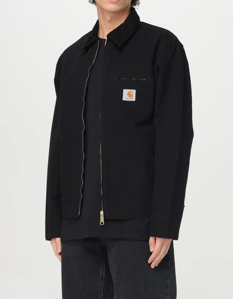 Zip-Up Jacket with Classic Collar and Chest Logo Detailing for Everyday Style
