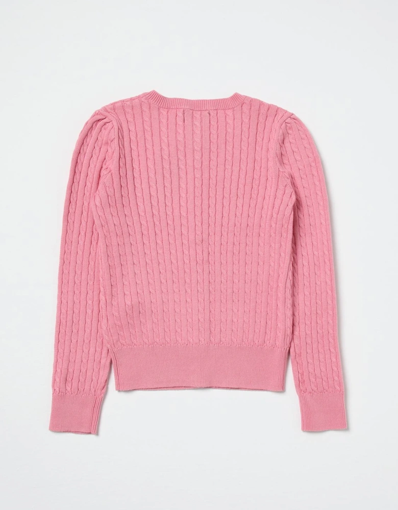Girls Cable Knit Cardigan Sweater