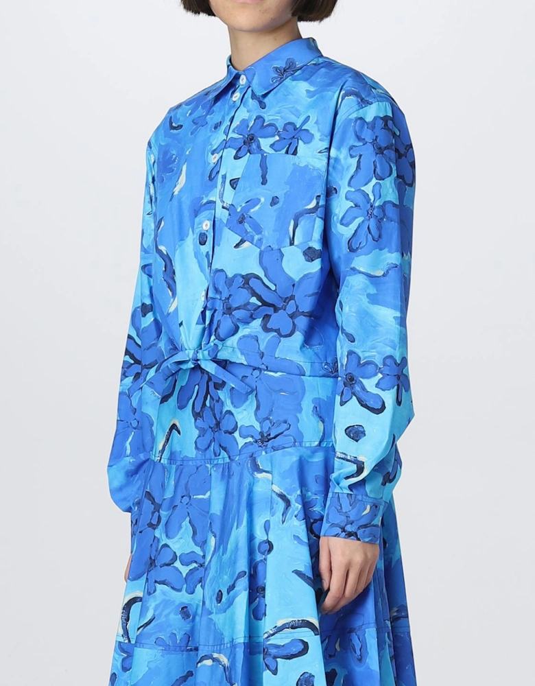 Floral Print Poplin Midi Dress