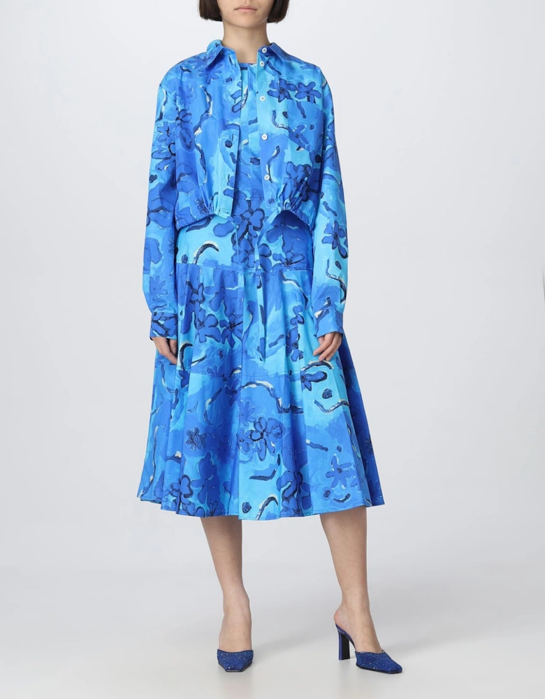 Floral Print Poplin Midi Dress