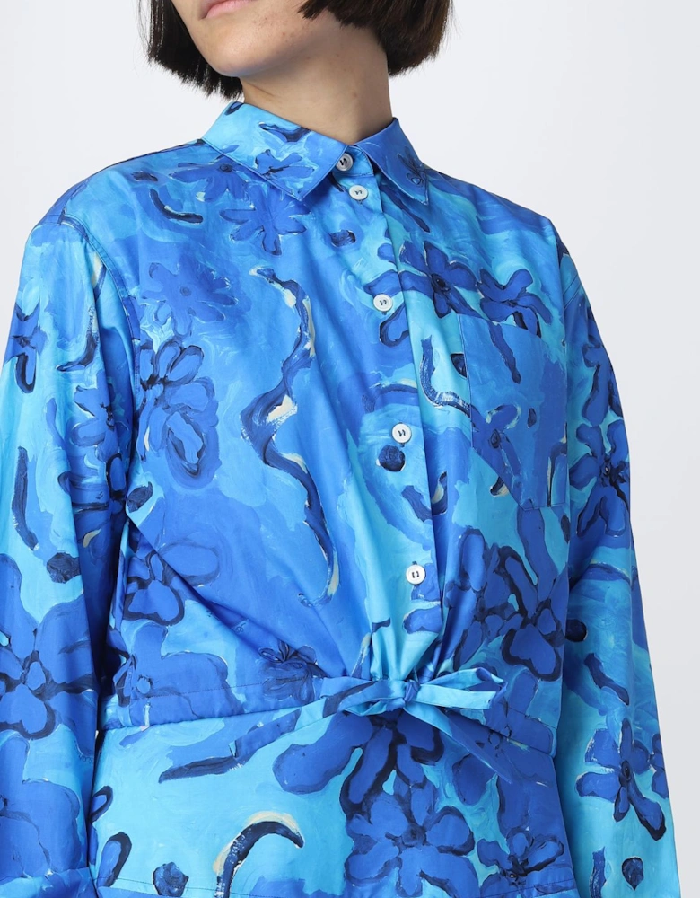 Floral Print Poplin Midi Dress