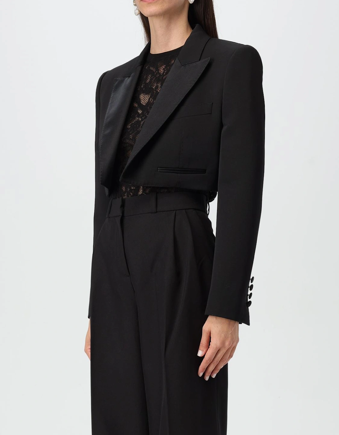 Cropped Notch Collar Blazer