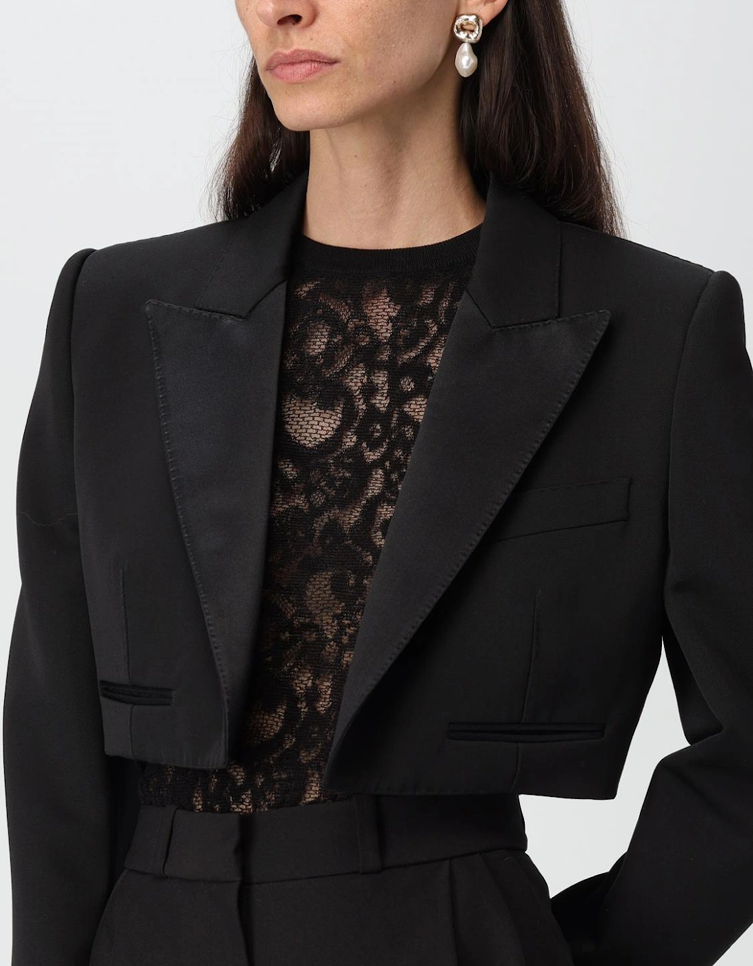 Cropped Notch Collar Blazer