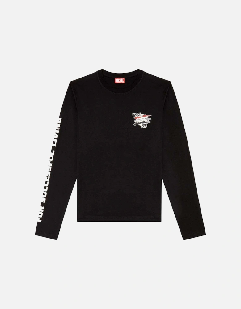 Printed Cotton Slip-On Sweatshirt with Long Sleeves and Round Neck