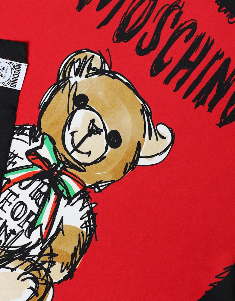Silk Scarf Teddy Bear Print