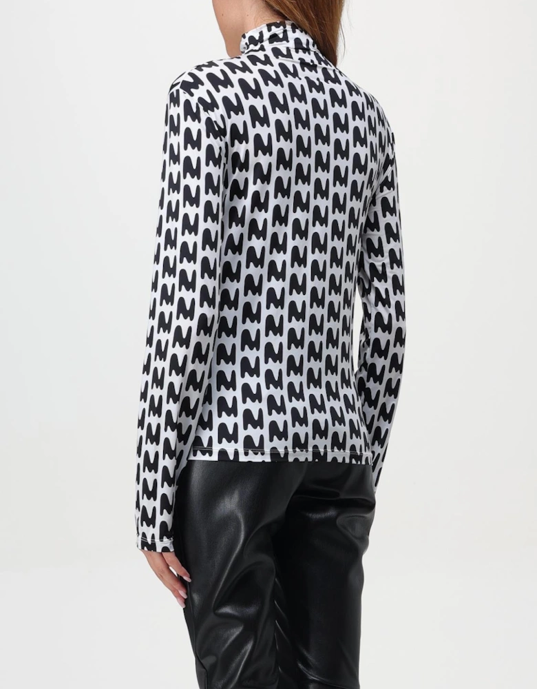 Abstract Print Mock Neck Top