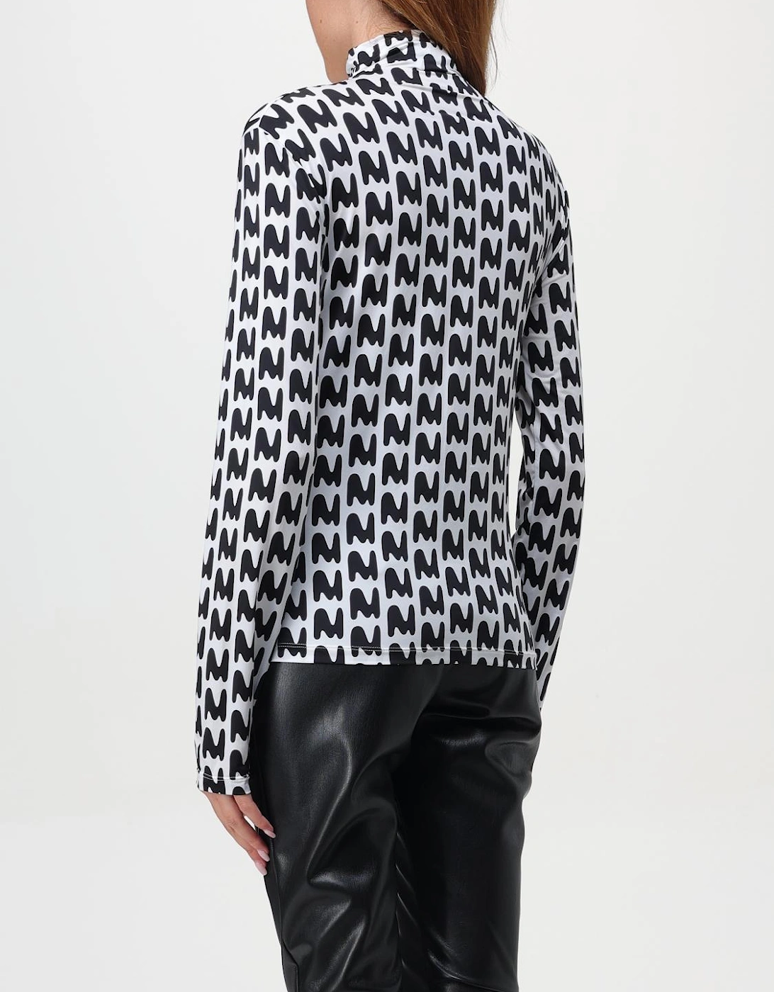 Abstract Print Mock Neck Top