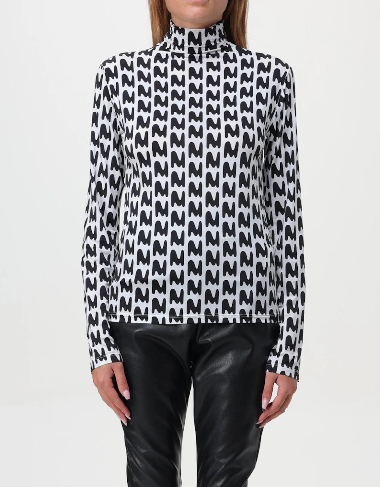 Abstract Print Mock Neck Top