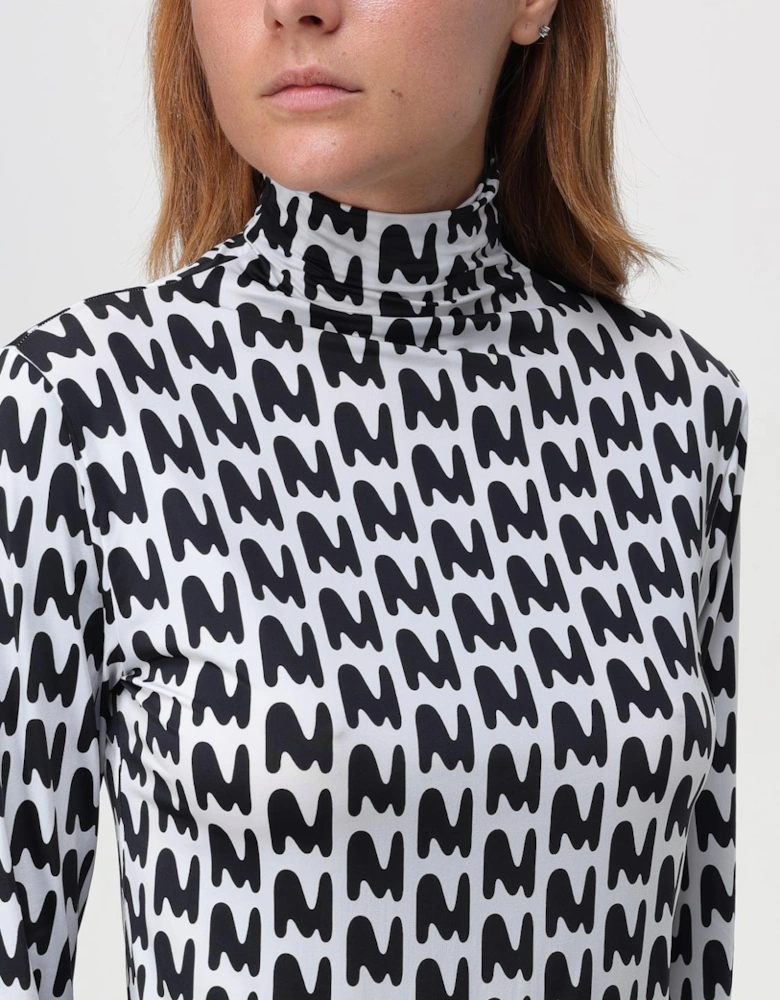 Abstract Print Mock Neck Top