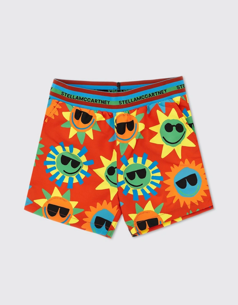 Kids Swim Shorts Happy Sun Print