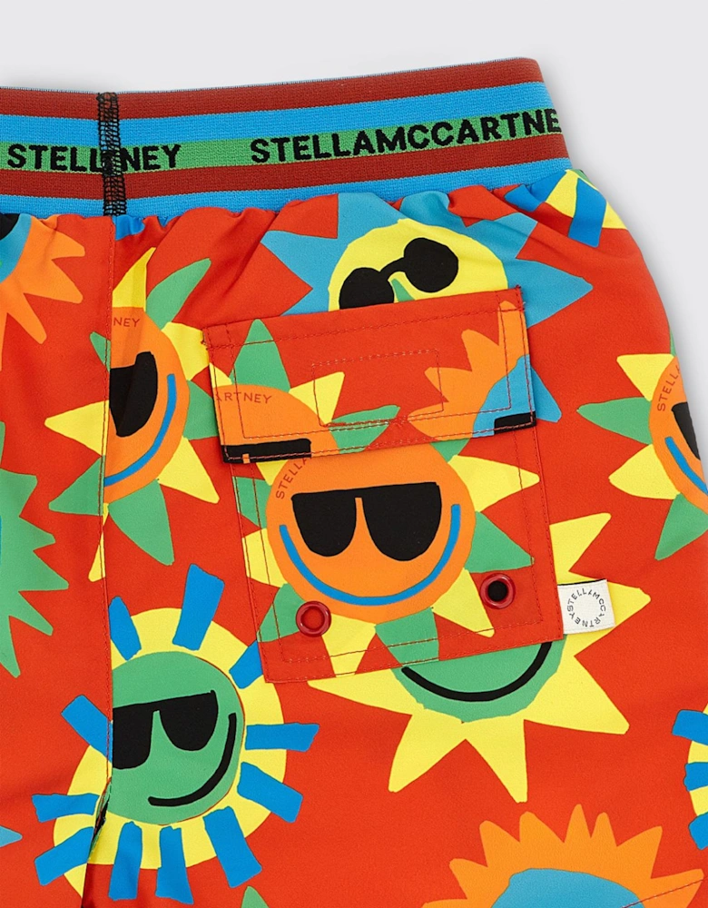 Kids Swim Shorts Happy Sun Print