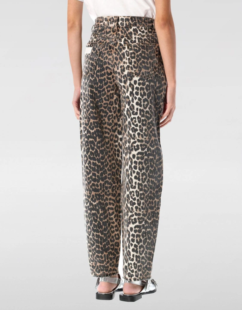 Wide Leg Leopard Print Jeans